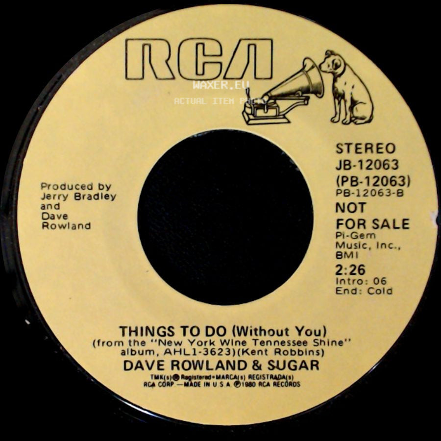 Dave Rowland & Sugar - A Love Song / Things To Do (Without You) side B