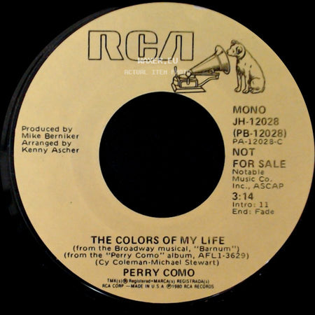 Perry Como - The Colors Of My Life / The Colors Of My Life side B