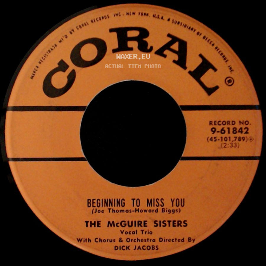 The Mcguire Sisters - Rock Bottom / Beginning To Miss You side B