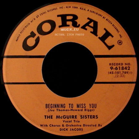 The Mcguire Sisters - Rock Bottom / Beginning To Miss You side B
