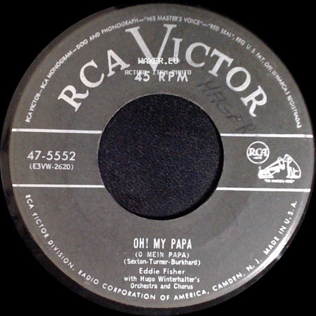 Eddie Fisher / Eddie Fisher With Hugo Winterhalter And His Orchestra - Oh! My Papa / (I Never Missed Your Sweet "Hello") Until You Said "Goodbye" side A