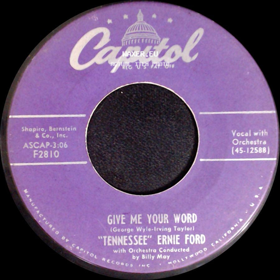 "Tennessee" Ernie Ford - River Of No Return / Give Me Your Word side B
