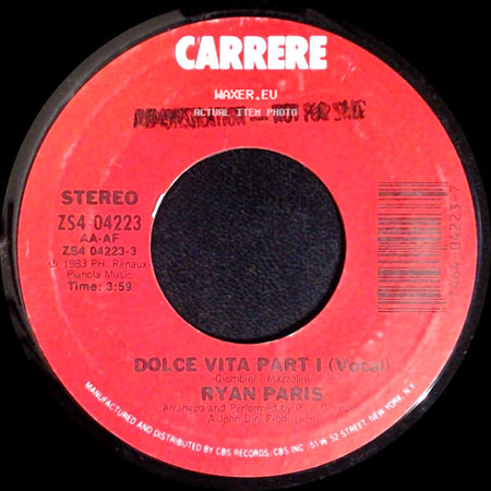Ryan Paris - Dolce Vita Part I (Vocal) / Dolce Vita Part Ii (Instrumental) side A