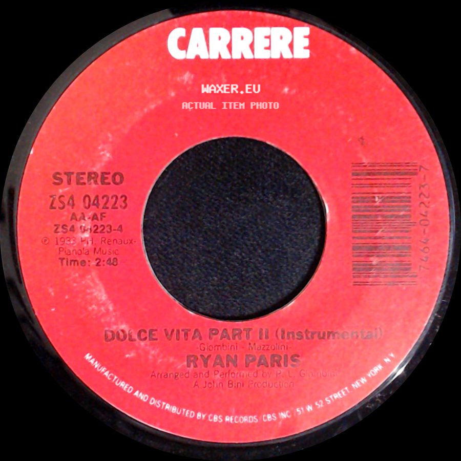 Ryan Paris - Dolce Vita Part I (Vocal) / Dolce Vita Part Ii (Instrumental) side B