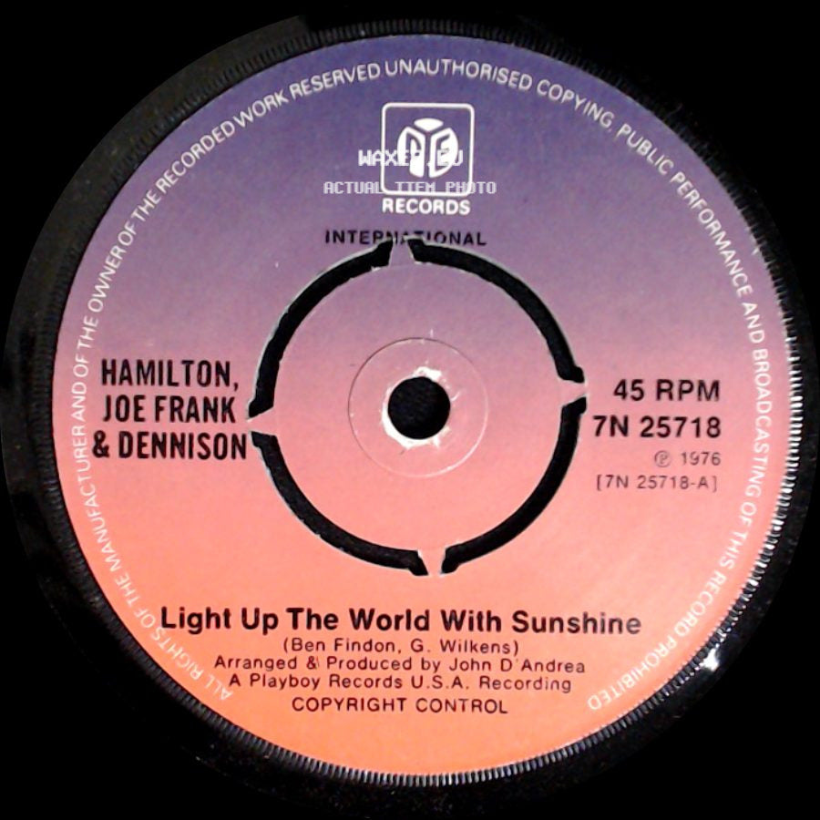 Hamilton, Joe Frank & Dennison - Light Up The World With Sunshine / Houdini side A
