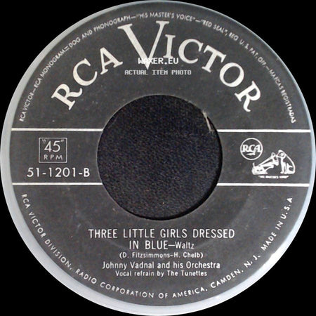 Johnny Vadnal And His Orchestra - Yellow Shoes Polka / Three Little Girls Dressed In Blue side B