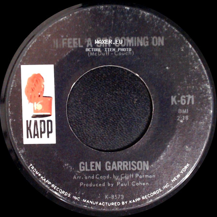 Glen Garrison - Burn Me Down / I Feel A Sin Coming On side B