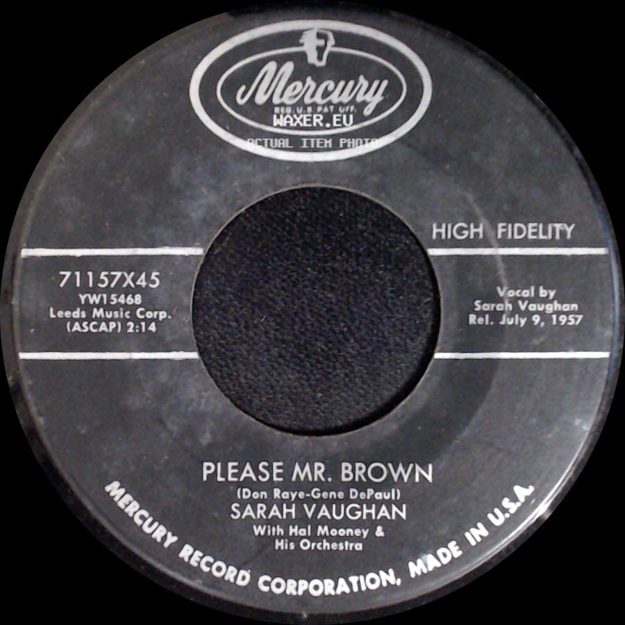 Sarah Vaughan - Please Mr. Brown / Band Of Angels side A
