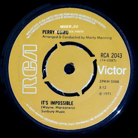 Perry Como - Long Life, Lots Of Happiness / It's Impossible side B