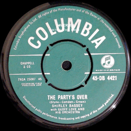 Shirley Bassey With The Williams Singers And Geoff Love And His Orchestra / Shirley Bassey With Geoff Love And His Orchestra - With These Hands / The Party's Over side B