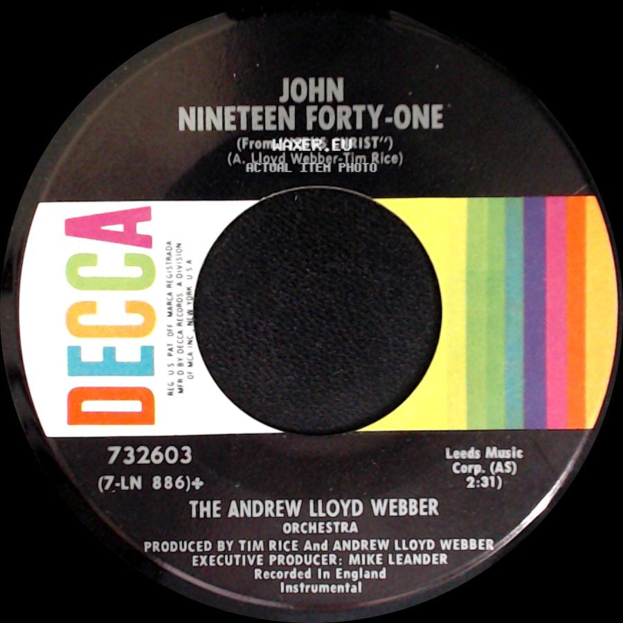 The Andrew Lloyd Webber Orchestra / Murray Head - John Nineteen Forty-One / Superstar side A