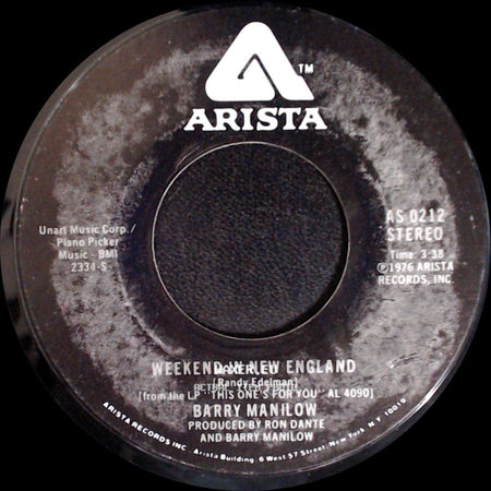 Barry Manilow - Weekend In New England / Say The Words side A
