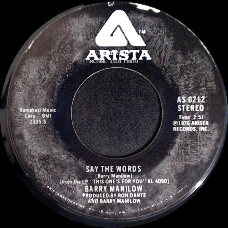 Barry Manilow - Weekend In New England / Say The Words side B