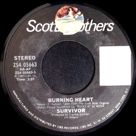Survivor - Feels Like Love / Burning Heart side B