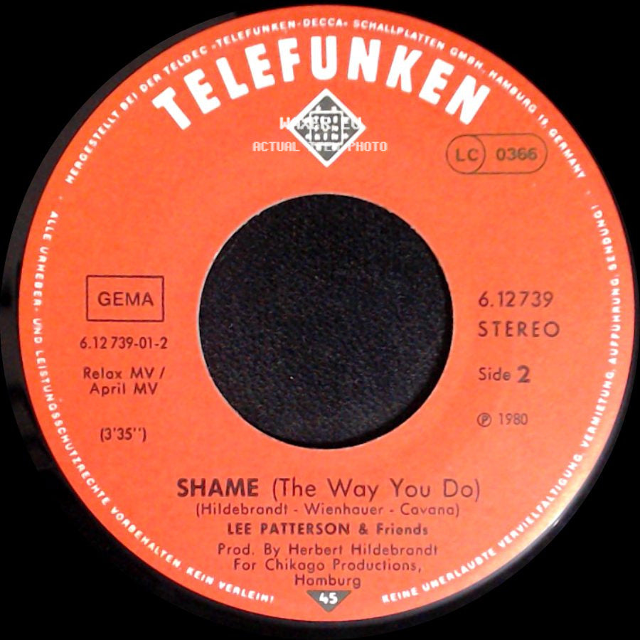 Lee Patterson & Friends - Karibik Nights / Shame (The Way You Do) side B