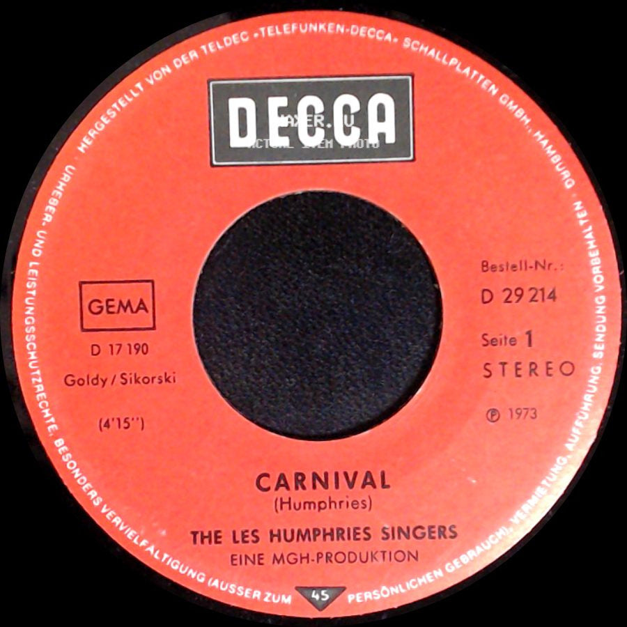 The Les Humphries Singers - Carnival / Kentucky Dew side A