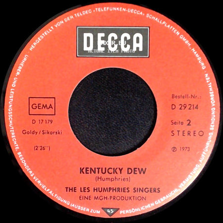 The Les Humphries Singers - Carnival / Kentucky Dew side B