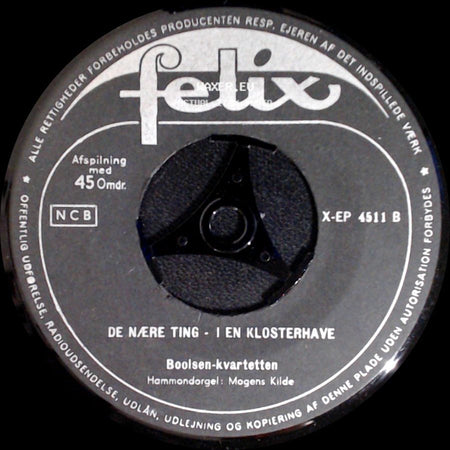 Elsa Sigfuss / Boolsen-Kvartetten - Hænderne - De Store Skibe / De Nære Ting - I En Klosterhave side B