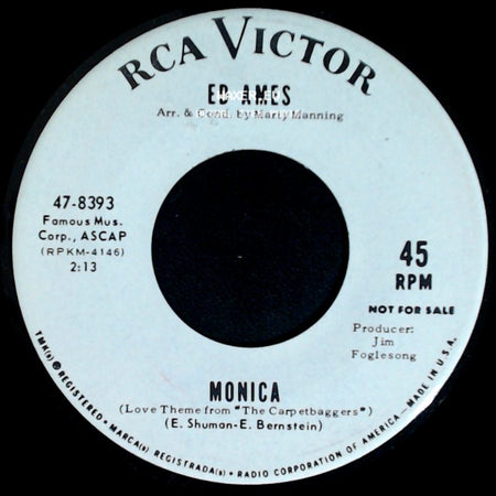 Ed Ames - Monica / Give Me Back My Life side A