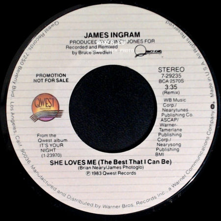 James Ingram - She Loves Me (The Best That I Can Be) / She Loves Me (The Best That I Can Be) side A