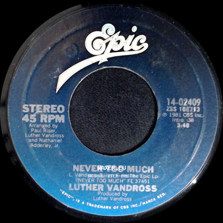 Luther Vandross - Never Too Much / You Stopped Loving Me side A