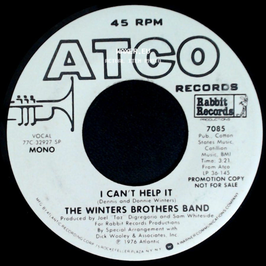 The Winters Brothers Band - I Can't Help It / I Can't Help It side B