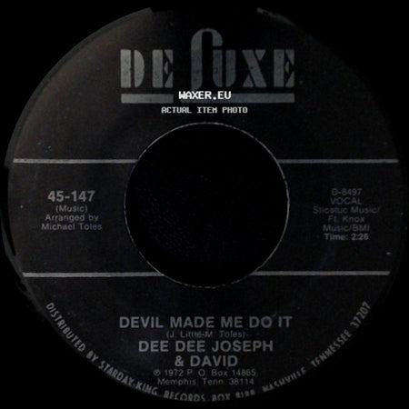 Dee Dee Joseph & David - Devil Made Me Do It / City Called Loneliville side A