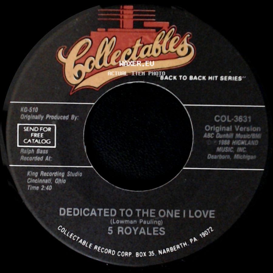 5 Royales - Think / Dedicated To The One I Love side B