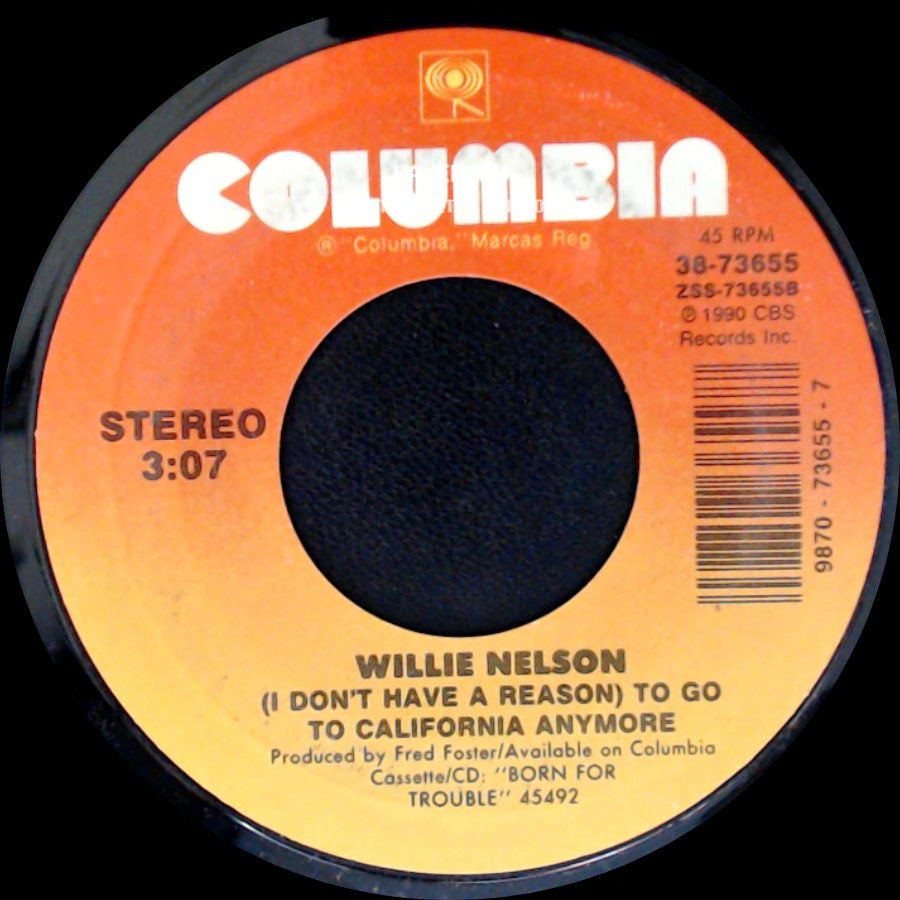 Willie Nelson - The Piper Came Today / (I Don't Have A Reason) To Go To California Anymore side B