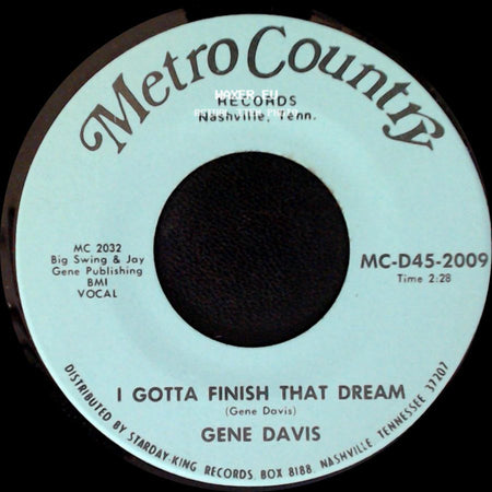 Gene Davis - I Need Help / I Gotta Finish That Dream side B