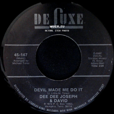 Dee Dee Joseph & David - Devil Made Me Do It / City Called Loneliville side A