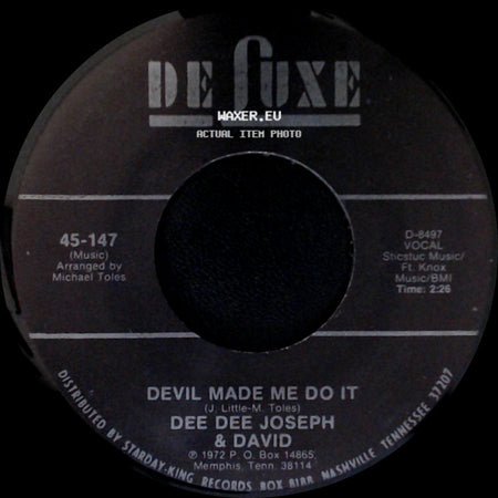 Dee Dee Joseph & David - City Called Loneliville / Devil Made Me Do It side B