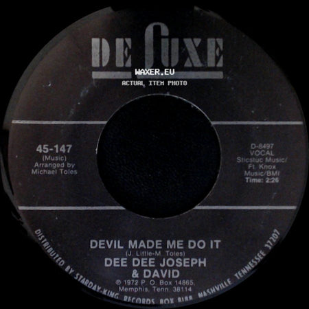 Dee Dee Joseph & David - City Called Loneliville / Devil Made Me Do It side B