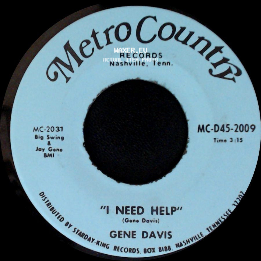 Gene Davis - I Gotta Finish That Dream / I Need Help side B