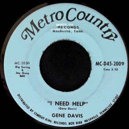 Gene Davis - I Gotta Finish That Dream / I Need Help side B