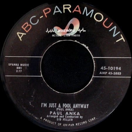 Paul Anka - Tonight My Love, Tonight / I'm Just A Fool Anyway side B