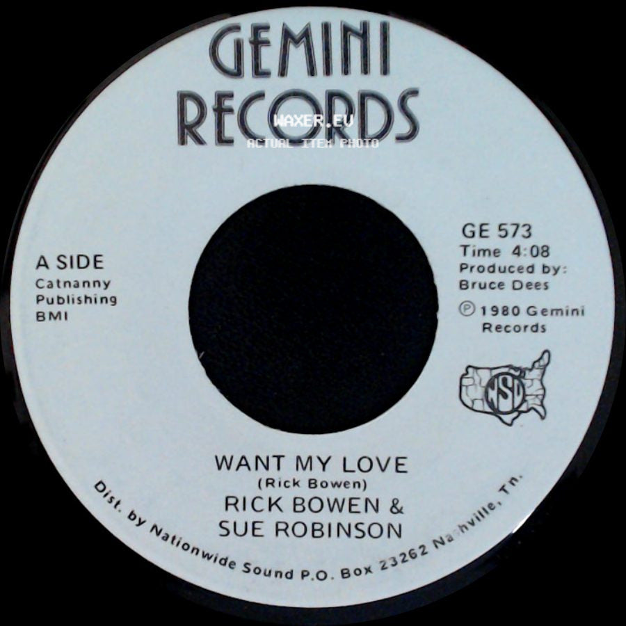 Rick Bowen & Sue Robinson - Want My Love / Want My Love side B