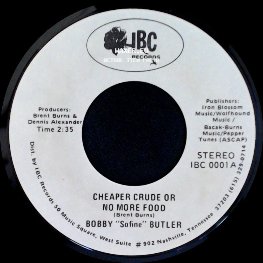 Bobby "Sofine" Butler - Cheaper Crude Or No More Food / Bobby's (Nervous) Breakdown side A