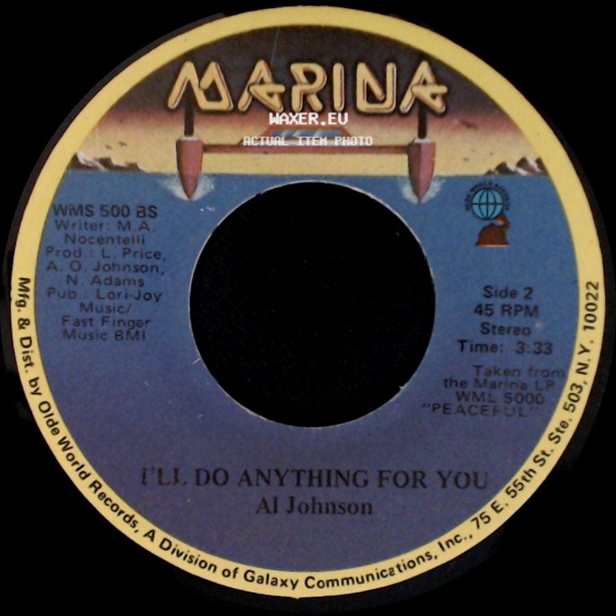 Al Johnson - It's Not Too Late / I'll Do Anything For You side B