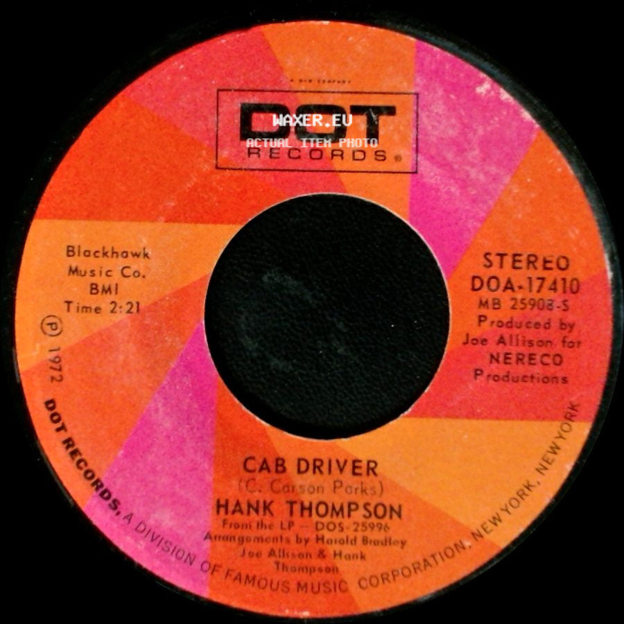 Hank Thompson - Cab Driver / Gloria side A