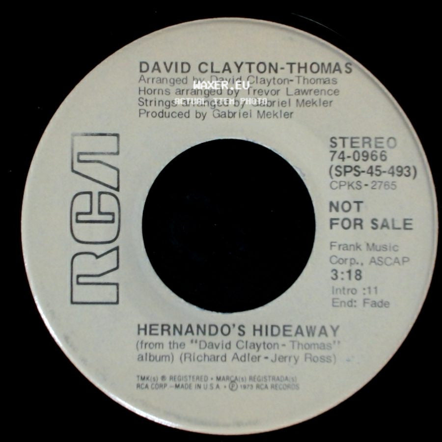 David Clayton-Thomas - Hernando's Hideaway / Hernando's Hideaway side A