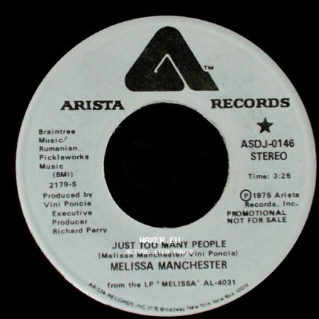Melissa Manchester - Just Too Many People / Just Too Many People side A