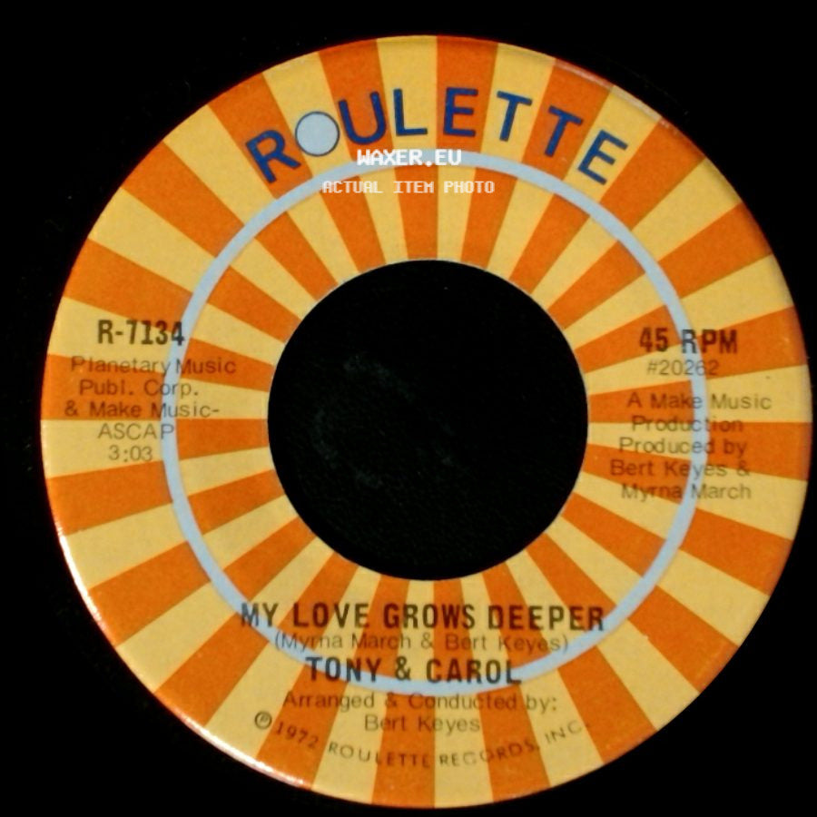 Tony & Carol - My Love Grows Deeper / Take For Example side A