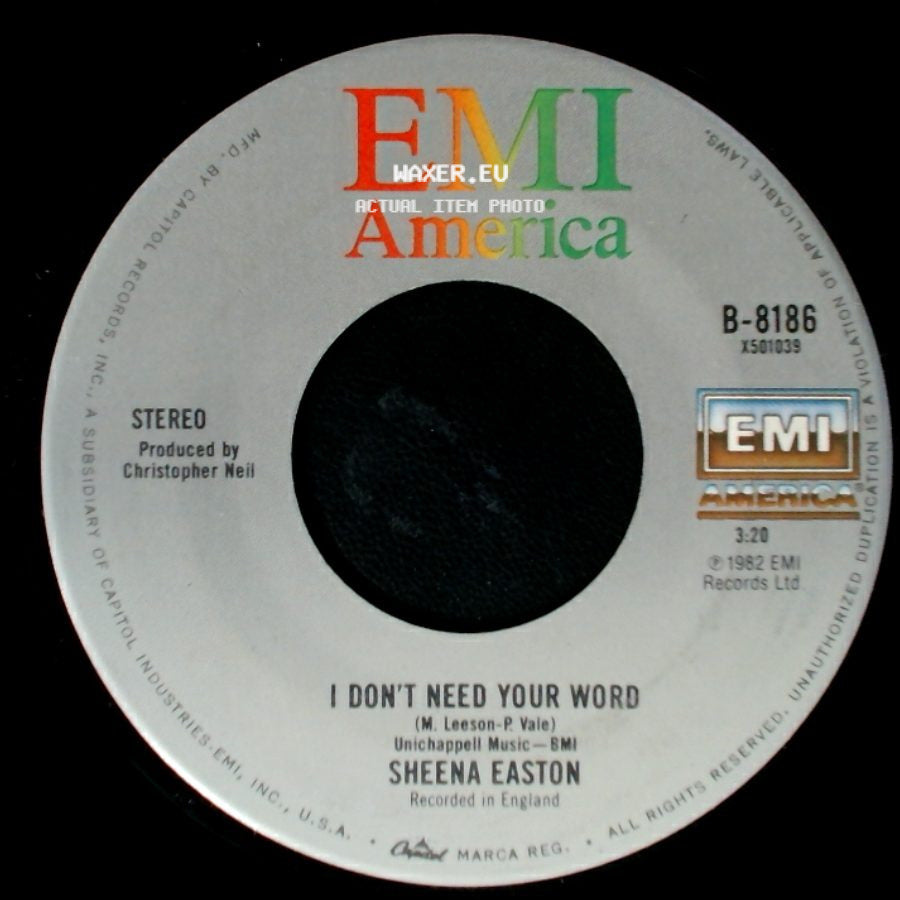 Sheena Easton - I Don't Need Your Word / Almost Over You side A