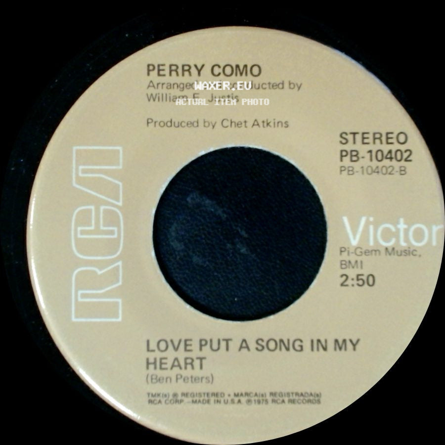 Perry Como - Love Put A Song In My Heart / Just Out Of Reach side A