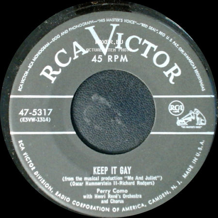 Perry Como With Henri Rene's Orchestra And Chorus - No Other Love / Keep It Gay side B