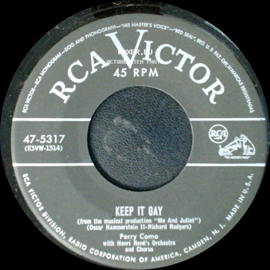 Perry Como With Henri Rene's Orchestra And Chorus - No Other Love / Keep It Gay side B