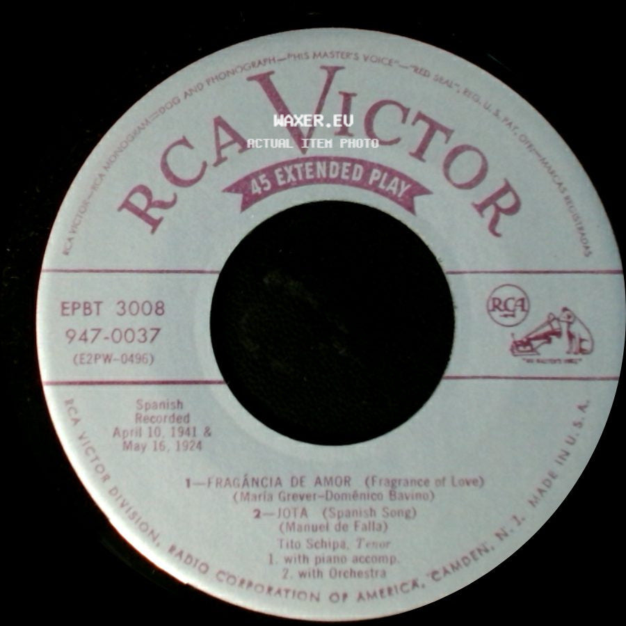 Tito Schipa - Fragancia De Amor / Jota / Unknown Title B side A