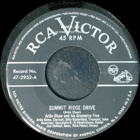 Artie Shaw And His Gramercy Five - Special Delivery Stomp / Summit Ridge Drive side B