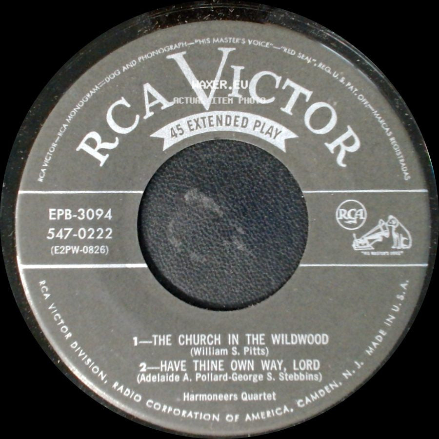 Harmoneers Quartet - The Church In The Wildwood / Have Thine Own Way, Lord / Rock Of Ages / Tell Me The Old, Old Story side A